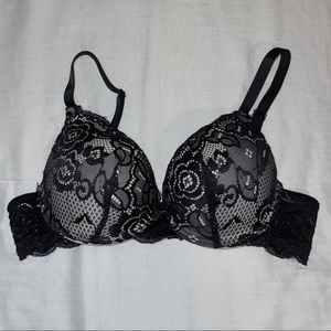 black lace double pushup bra, size 32B
